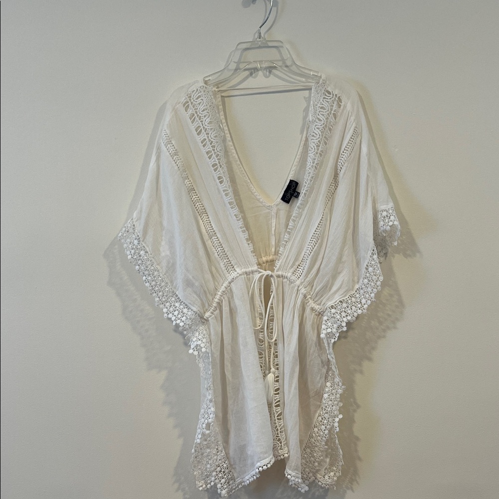 Topshop White Bathing Suit Cover Up Size Small